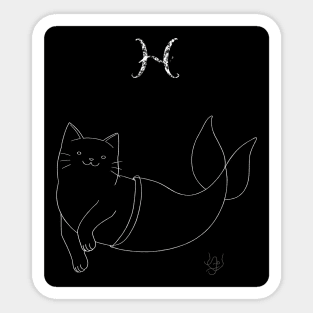 Dark Cat Pisces Sticker